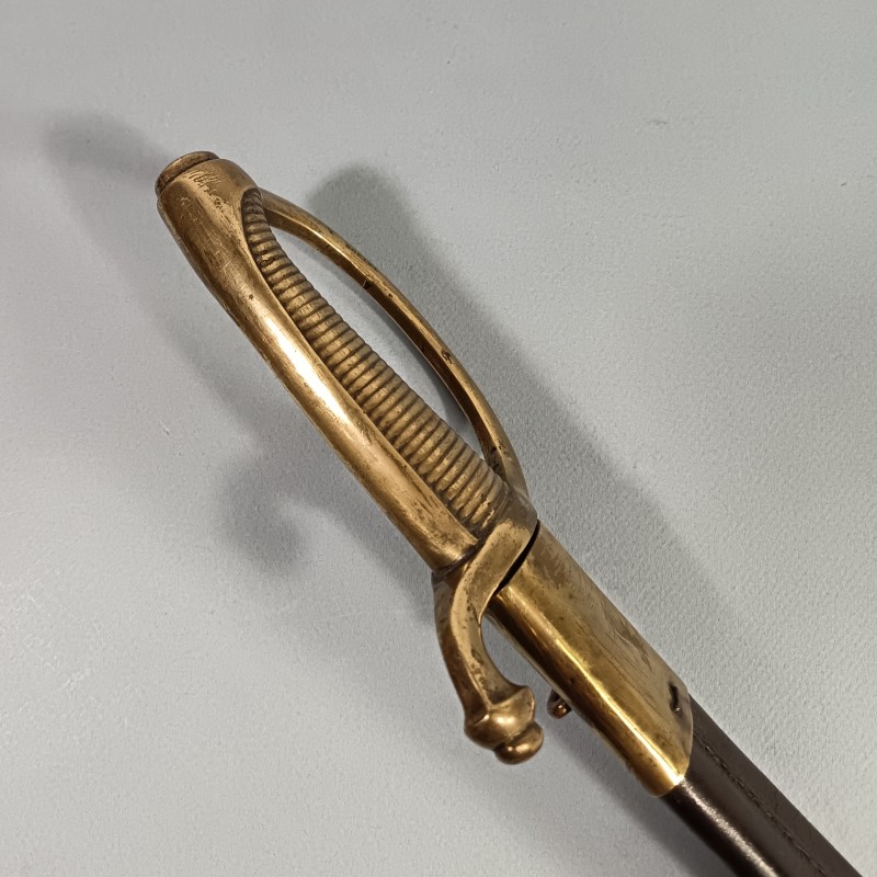 SABRE BRIQUET INFANTERIE MODELE AN IX PREMIER EMPIRE GARDE BOUTET ET LAME AVEC DEVISE EN NORVEGIEN AVEC SON FOURREAU