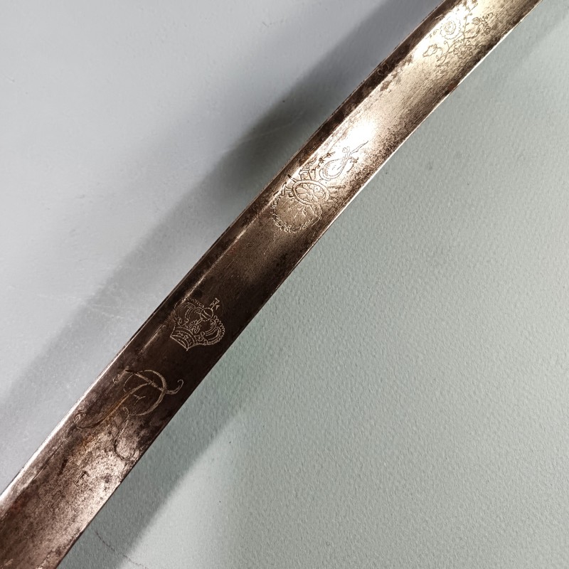 SABRE BRIQUET INFANTERIE MODELE AN IX PREMIER EMPIRE GARDE BOUTET ET LAME AVEC DEVISE EN NORVEGIEN AVEC SON FOURREAU