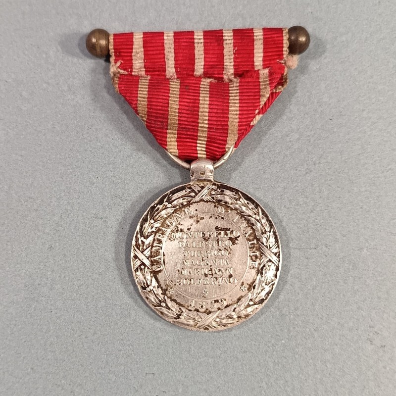 MEDAILLE EN ARGENT DE LA CAMPAGNE D'ITALIE NAPOLEON III 1859 SECOND EMPIRE SIGNEE BARRE