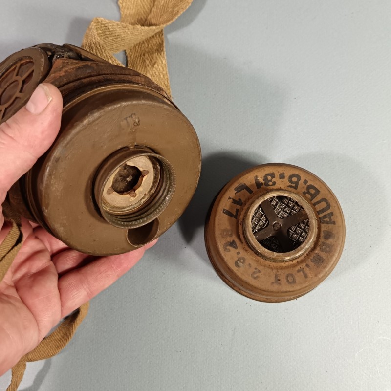 MASQUE A GAZ ARS 1917 ARS17 MASQUE ET BOITIER DATES DES ANNEES 1925-28 APAREIL RESPIRATOIRE SPECIAL