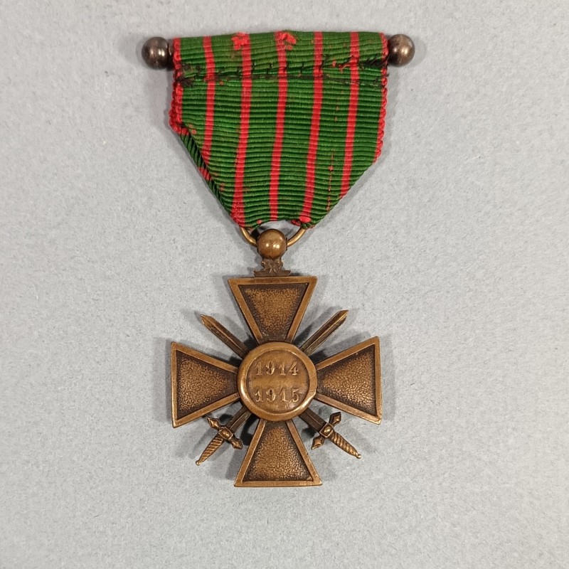 FRANCE CROIX DE GUERRE 1914-1915 AVEC DEUX PALMES POUR CITATIONS A L'ARMEE FRENCH WAR CROSS 1914 1918 ATTACHE A BOULES
