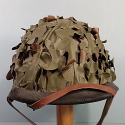 CASQUE FRANCAIS MODELE 1951 AVEC CAMOUFLAGE SALADE MARQUAGE LOURD FRANCK 1954 ET LINER M.P.M.P. MARSEILLE 1954