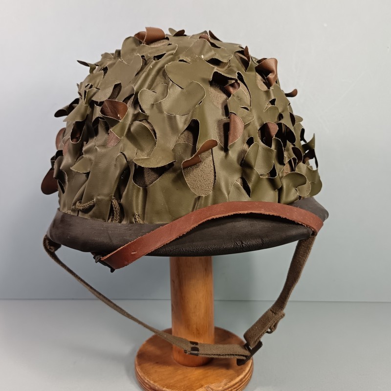 CASQUE FRANCAIS MODELE 1951 AVEC CAMOUFLAGE SALADE MARQUAGE LOURD FRANCK 1954 ET LINER M.P.M.P. MARSEILLE 1954