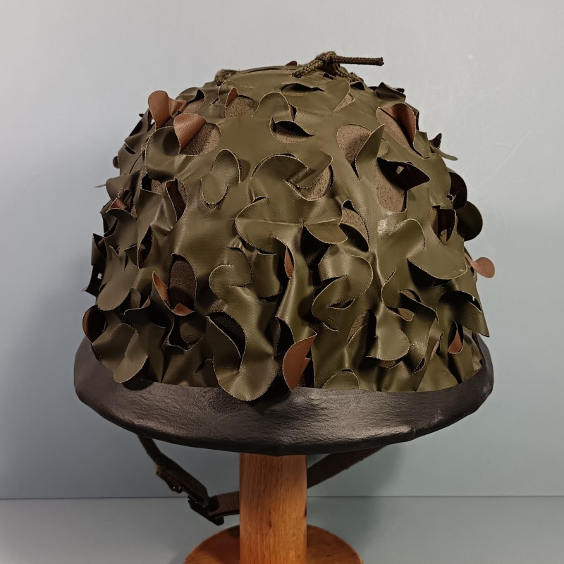 CASQUE FRANCAIS MODELE 1951 AVEC CAMOUFLAGE SALADE MARQUAGE LOURD FRANCK 1954 ET LINER M.P.M.P. MARSEILLE 1954