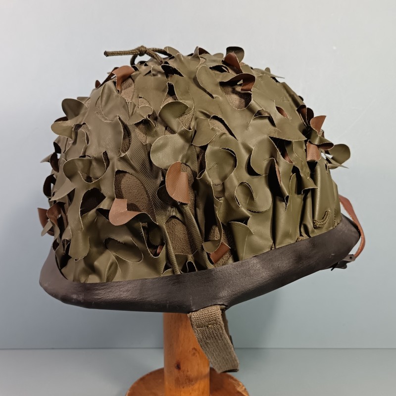 CASQUE FRANCAIS MODELE 1951 AVEC CAMOUFLAGE SALADE MARQUAGE LOURD FRANCK 1954 ET LINER M.P.M.P. MARSEILLE 1954