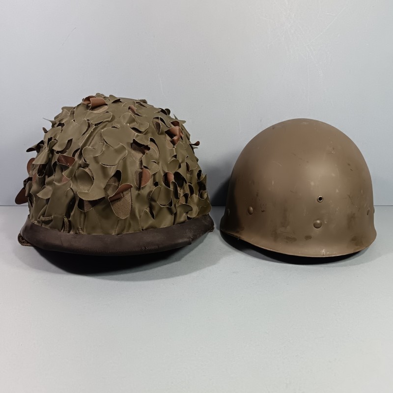 CASQUE FRANCAIS MODELE 1951 AVEC CAMOUFLAGE SALADE MARQUAGE LOURD FRANCK 1954 ET LINER M.P.M.P. MARSEILLE 1954