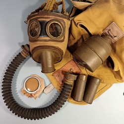 MASQUE A GAZ MILITAIRE FRANÇAIS ANP 31 DATE 1939-40 CARTOUCHE MODELE MB CAMPAGNE DE FRANCE FRENCH GAZ MASK WW2