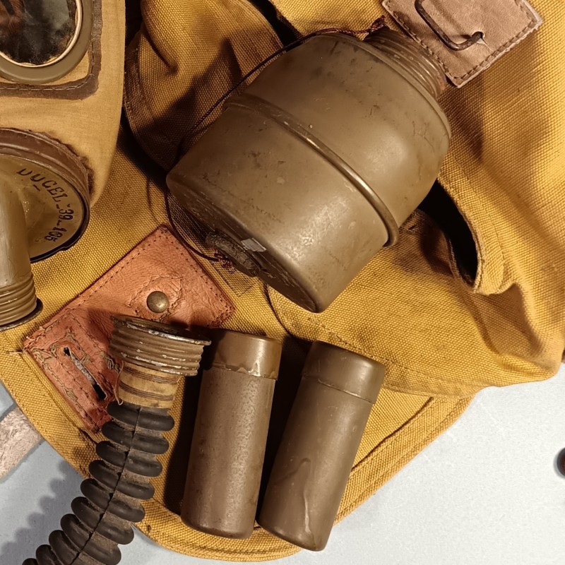 MASQUE A GAZ MILITAIRE FRANÇAIS ANP 31 DATE 1939-40 CARTOUCHE MODELE MB CAMPAGNE DE FRANCE FRENCH GAZ MASK WW2