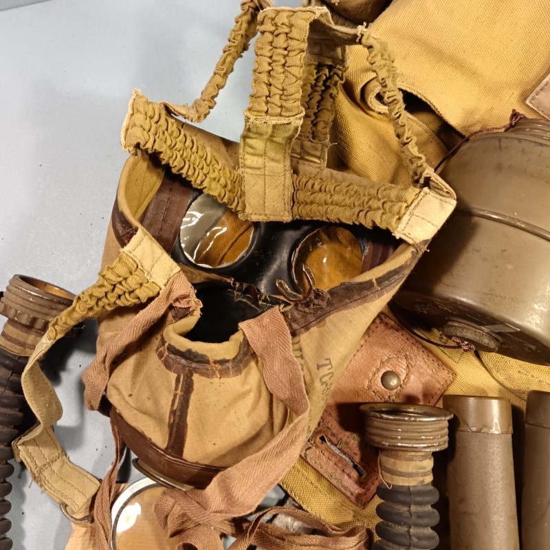 MASQUE A GAZ MILITAIRE FRANÇAIS ANP 31 DATE 1939-40 CARTOUCHE MODELE MB CAMPAGNE DE FRANCE FRENCH GAZ MASK WW2