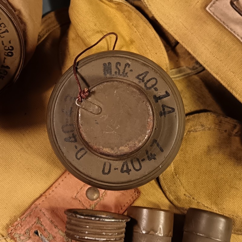 MASQUE A GAZ MILITAIRE FRANÇAIS ANP 31 DATE 1939-40 CARTOUCHE MODELE MB CAMPAGNE DE FRANCE FRENCH GAZ MASK WW2