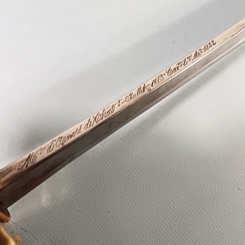 SABRE MODELE 1822 POUR OFFICIERS DE CAVALERIE LEGERE ET D'ARTILLERIE MONTEE LAME COURBE MARQUEE DE CHATELRAULT 1873