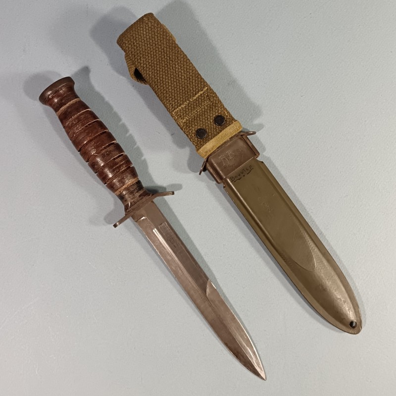 SUPERBE !! COUTEAU DE COMBAT USM3 IMPERIAL MARQUAGE GARDE FOURREAU USM8  B.M.CO. NOMINATIF BOUVIER