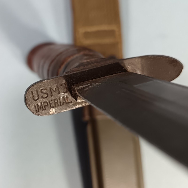 SUPERBE !! COUTEAU DE COMBAT USM3 IMPERIAL MARQUAGE GARDE FOURREAU USM8  B.M.CO. NOMINATIF BOUVIER