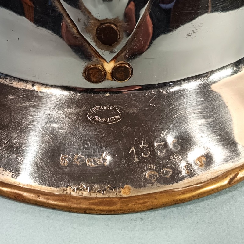 CASQUE DE SOUS-OFFICIER DES SAPEURS POMPIERS DE LA VILLE DE PARIS SPP SAPEUR-POMPIER MODELE 1933 FRANCK NUMEROTEE