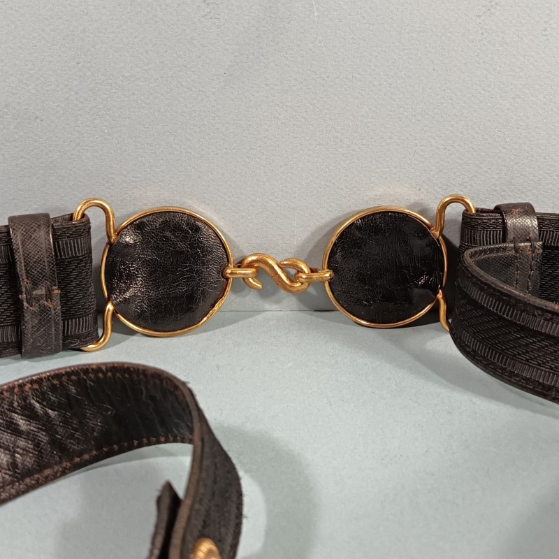 CEINTURON D'UNIFORME OFFICIER D'INFANTERIE ET LEGION ETRANGERE BOUCLES DOREES AVEC GRENADE MODELE 1922-1931