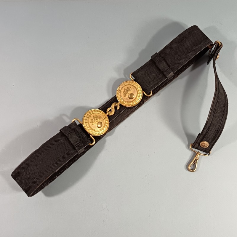CEINTURON D'UNIFORME OFFICIER D'INFANTERIE ET LEGION ETRANGERE BOUCLES DOREES AVEC GRENADE MODELE 1922-1931