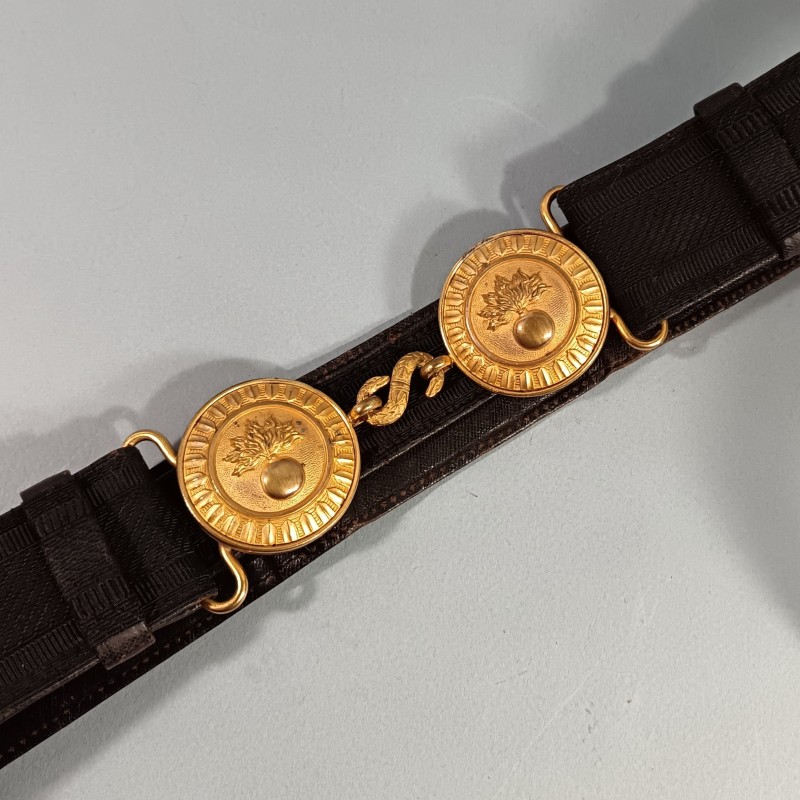 CEINTURON D'UNIFORME OFFICIER D'INFANTERIE ET LEGION ETRANGERE BOUCLES DOREES AVEC GRENADE MODELE 1922-1931