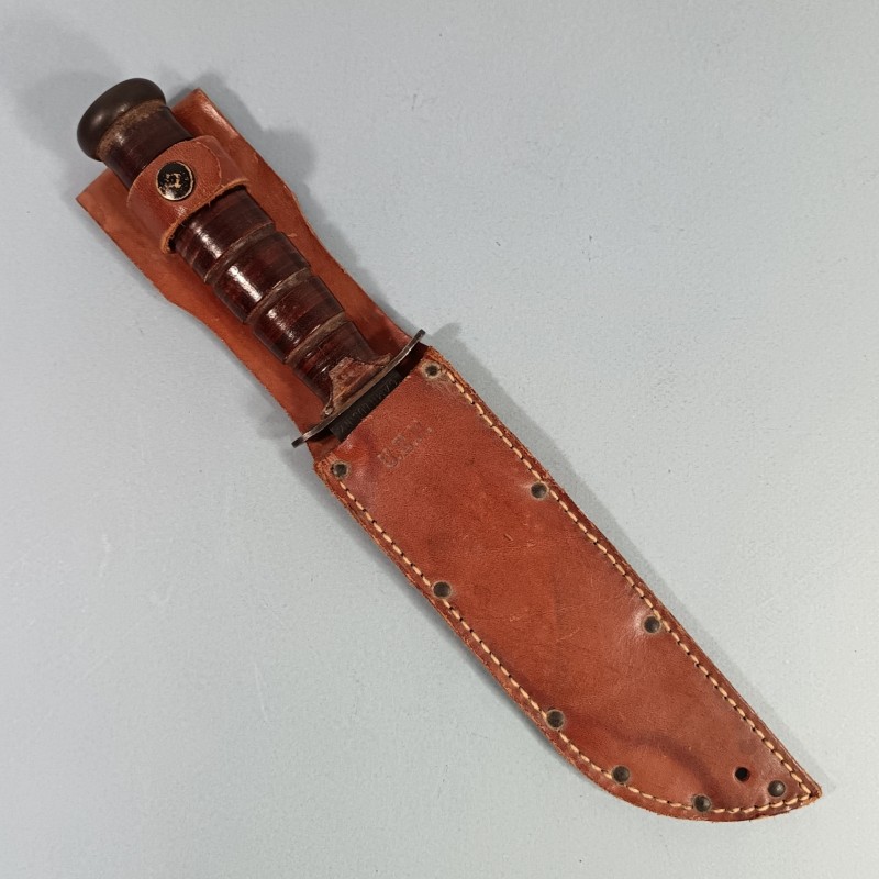 SUPERBE !! COUTEAU DE GI USN CAMILLUS N.Y. KABAR NAVY WW2 MARQUAGE LAME FOURREAU CUIR CLAIR U.S.N.