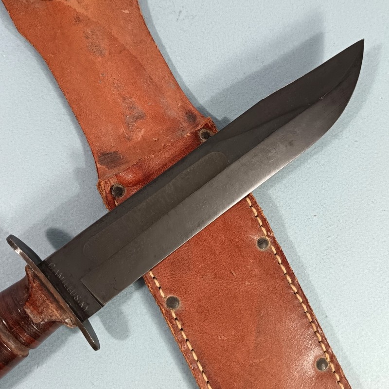 SUPERBE !! COUTEAU DE GI USN CAMILLUS N.Y. KABAR NAVY WW2 MARQUAGE LAME FOURREAU CUIR CLAIR U.S.N.
