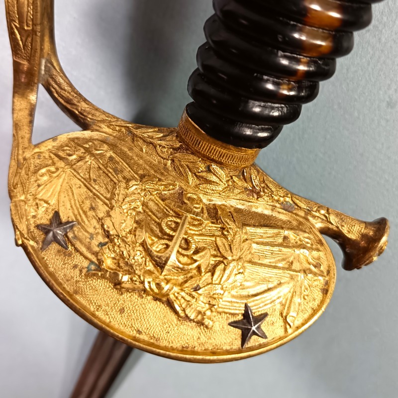 EPEE TROISIEME REPUBLIQUE D'AMIRAL DE LA MARINE FRANCAISE AVEC DEUX ETOILES GENERAL 1870 1930