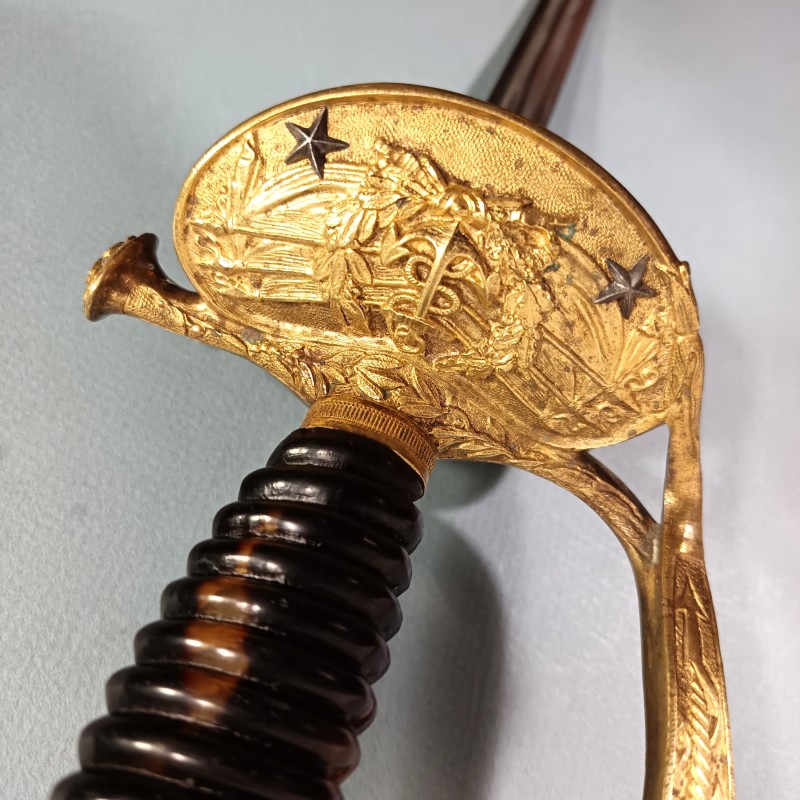 EPEE TROISIEME REPUBLIQUE D'AMIRAL DE LA MARINE FRANCAISE AVEC DEUX ETOILES GENERAL 1870 1930