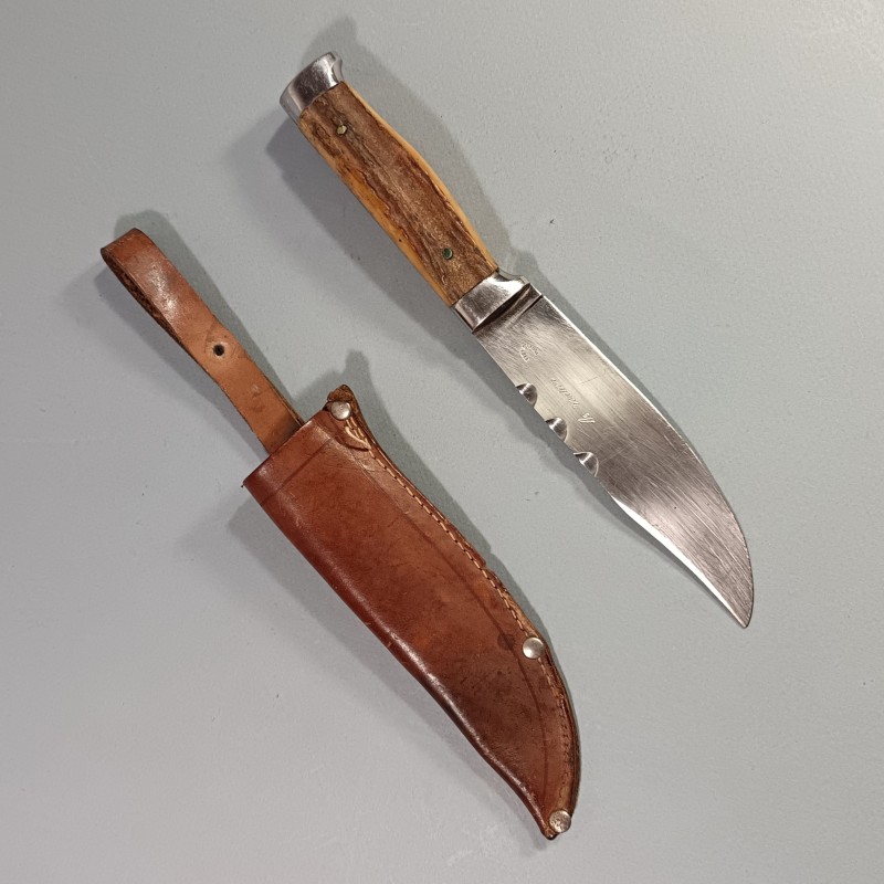 COUTEAU SCOUTS FABRICATION LE ROUTIER INOXIDABLE FOURREAU CUIR ANNEES 1940-1950