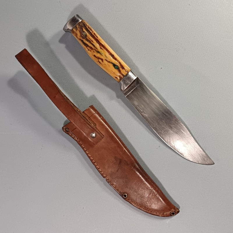 COUTEAU SCOUTS FABRICATION LE ROUTIER INOXIDABLE FOURREAU CUIR ANNEES 1940-1950