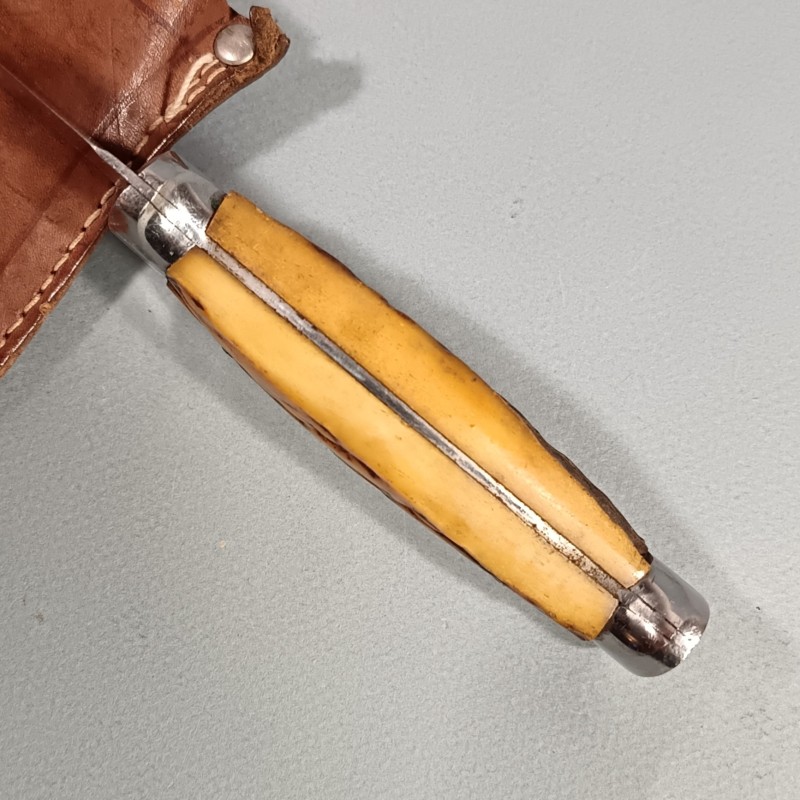 COUTEAU SCOUTS FABRICATION LE ROUTIER INOXIDABLE FOURREAU CUIR ANNEES 1940-1950