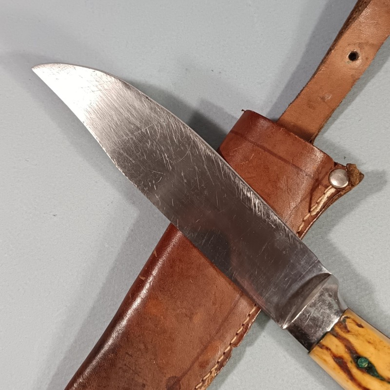 COUTEAU SCOUTS FABRICATION LE ROUTIER INOXIDABLE FOURREAU CUIR ANNEES 1940-1950