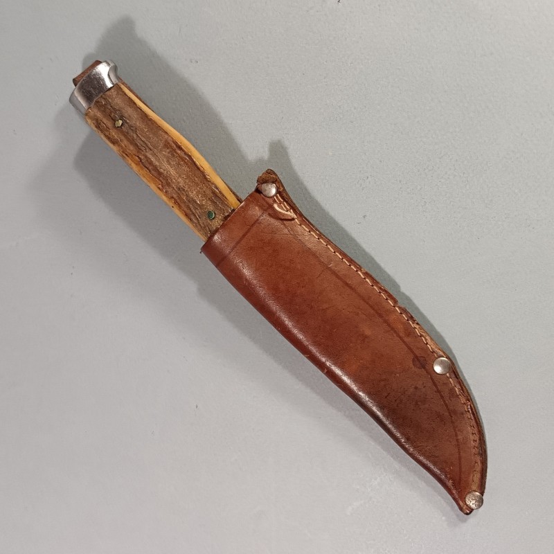 COUTEAU SCOUTS FABRICATION LE ROUTIER INOXIDABLE FOURREAU CUIR ANNEES 1940-1950