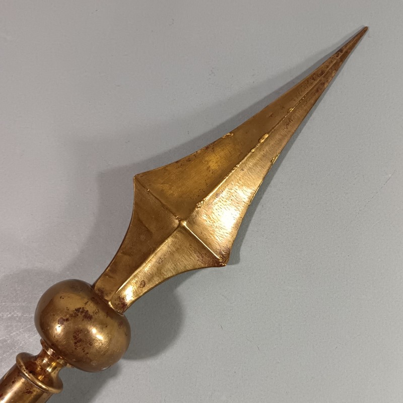 HAMPE  OU POINTE DE DRAPEAU FABRICATION ANCIENNE EN BRONZE DORE TROISIEME REPUBLIQUE HAUTEUR 38 cm