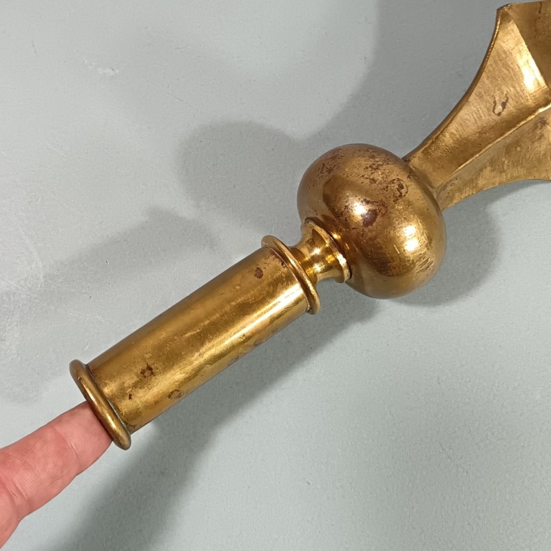 HAMPE  OU POINTE DE DRAPEAU FABRICATION ANCIENNE EN BRONZE DORE TROISIEME REPUBLIQUE HAUTEUR 38 cm