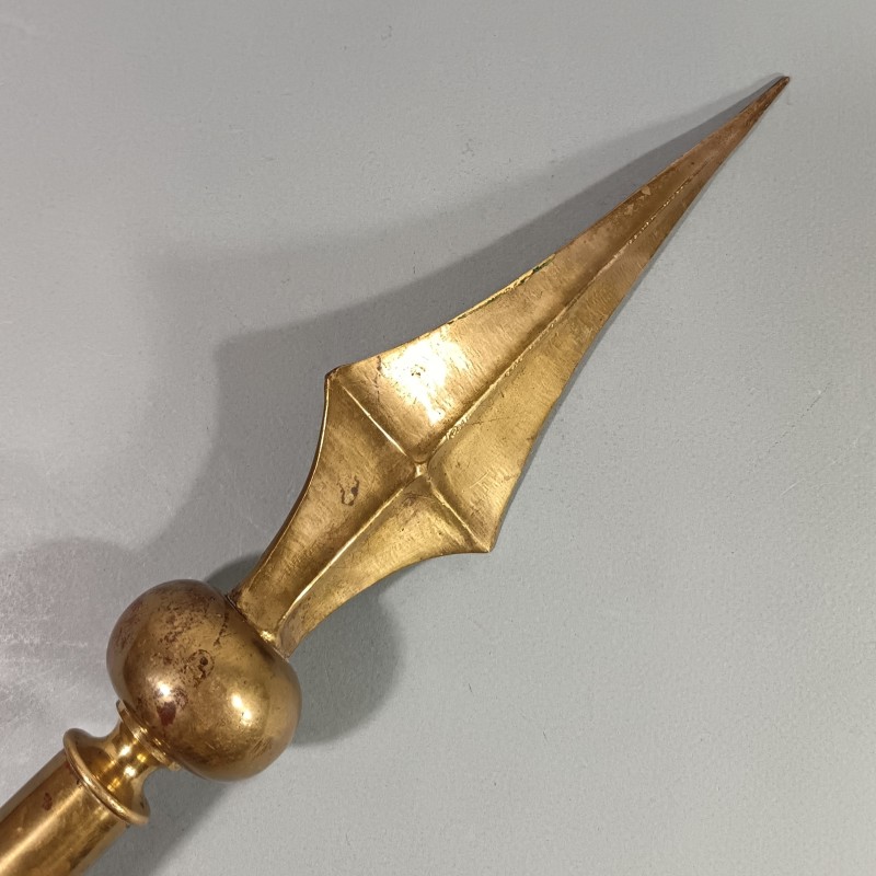 HAMPE  OU POINTE DE DRAPEAU FABRICATION ANCIENNE EN BRONZE DORE TROISIEME REPUBLIQUE HAUTEUR 38 cm