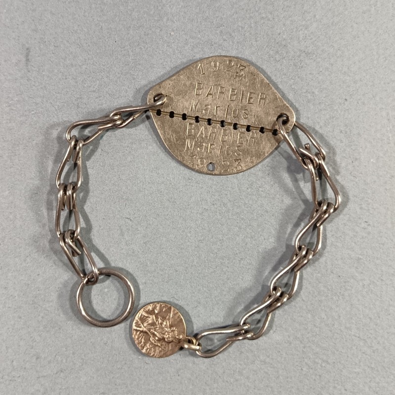 PLAQUE D'IDENTITE MILITAIRE TROUPE MODELE 1918 BARBIER MARIUS CLASSE 1923 MATRICULE B.1096 ARMEE DE L'AIR AVIATION