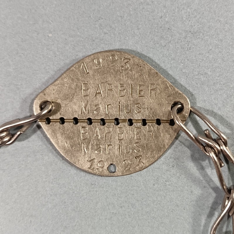 PLAQUE D'IDENTITE MILITAIRE TROUPE MODELE 1918 BARBIER MARIUS CLASSE 1923 MATRICULE B.1096 ARMEE DE L'AIR AVIATION