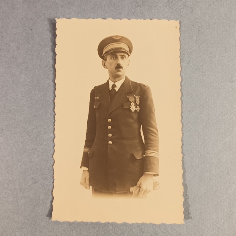 ENSEMBLE DE 2 PHOTOS CPA D'UN PILOTE D'AVIATION GUERRE 1914 - 1918 SPA 35 ET COMMANDANT EN 1937 AIME DAUSSANT