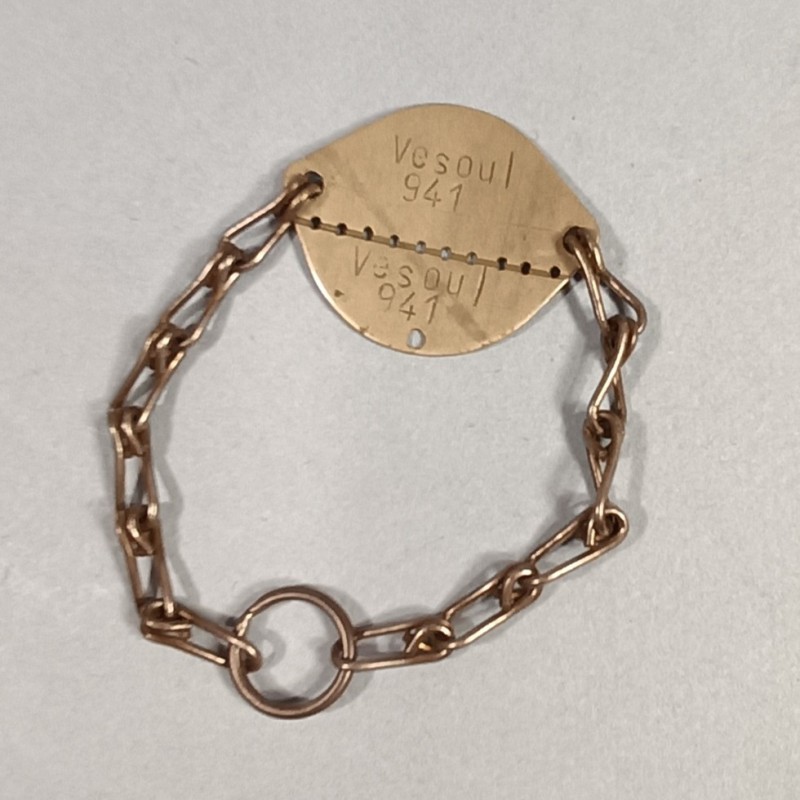 PLAQUE D'IDENTITE MILITAIRE TROUPE MODELE 1918 BOLOPION JULES CLASSE 1918 MATRICULE 941 A VESOUL SOLDAT