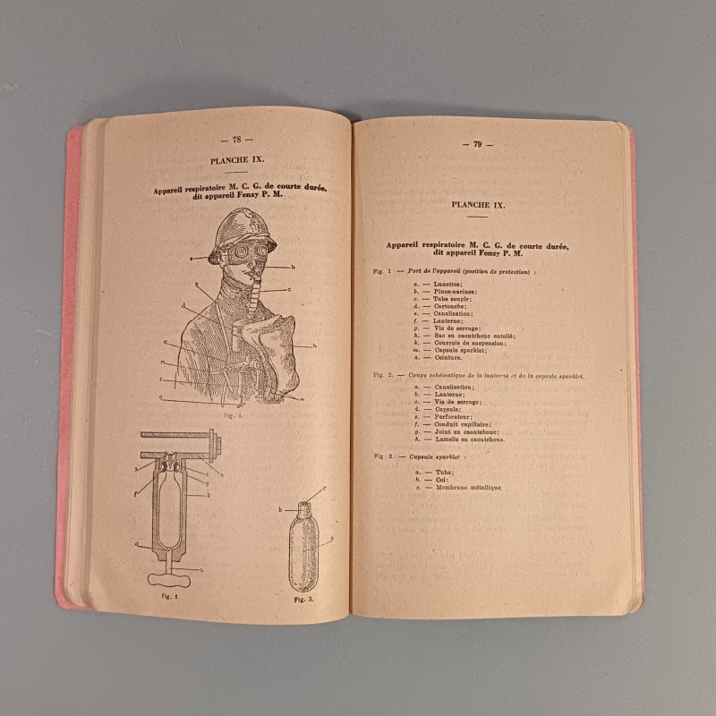 ENSEMBLE DE 2 MANUEL D'INSTRUCTION PROTECTION CONTRE LES GAZ DE COMBAT DATES 1937 TAMPONNES DU 1 er RTM