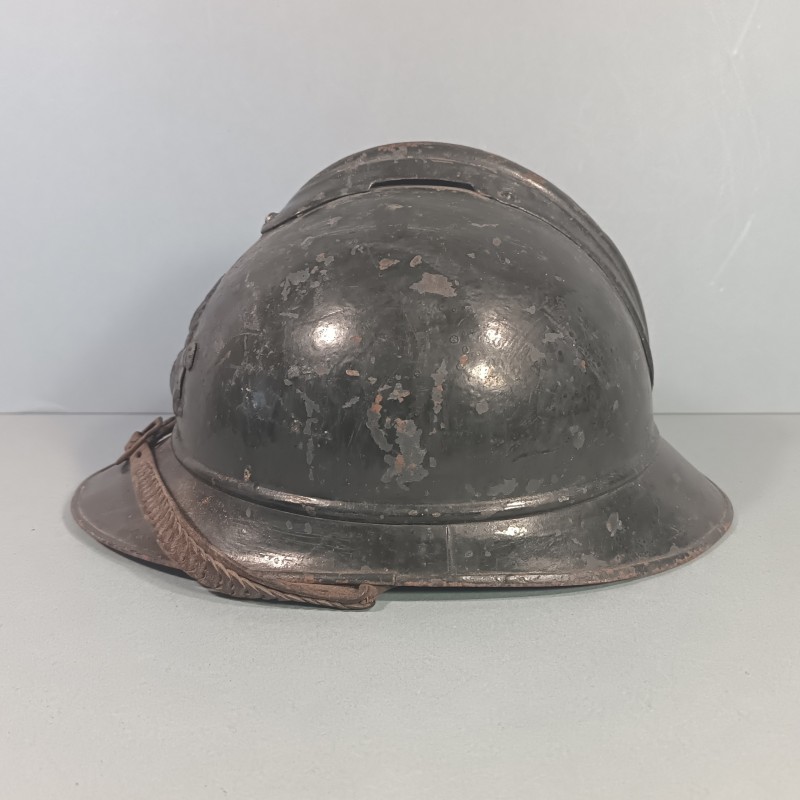 CASQUE ADRIAN MODELE 1915 ARTILLERIE COMPLET GUERRE 1914-1918 JUGULAIRE OFFICIER FANTAISIE