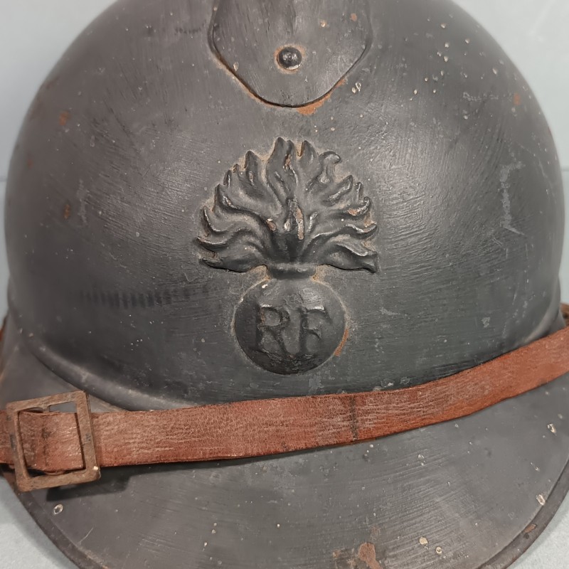 CASQUE ADRIAN MODELE 1915 INFANTERIE CAVALERIE LEGION ETRANGERE COMPLET GUERRE 1914-1918