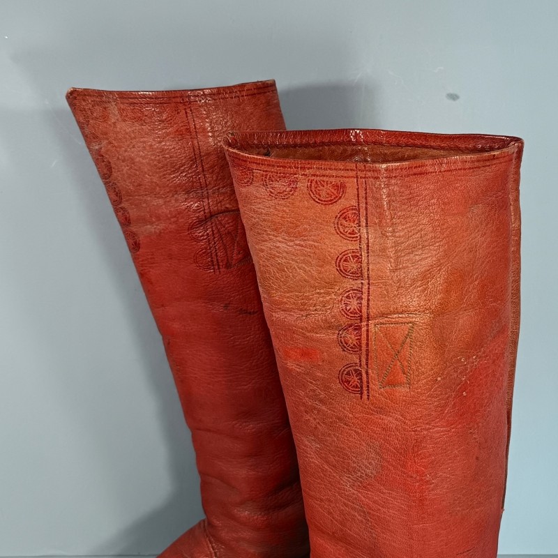 PAIRE DE BOTTE CAVALERIE ARMEE D'AFRIQUE DE TYPE THEMAGGS MODIFIEES POUR OFFICIER DE SPAHIS OU MEHARISTE