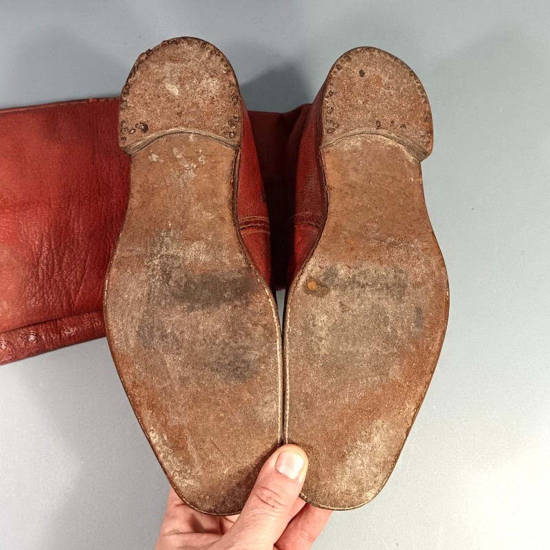 PAIRE DE BOTTE CAVALERIE ARMEE D'AFRIQUE DE TYPE THEMAGGS MODIFIEES POUR OFFICIER DE SPAHIS OU MEHARISTE