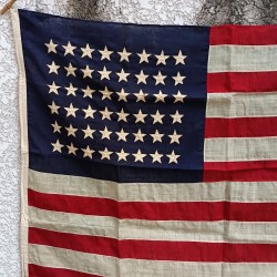 U.S.A. DRAPEAU US FABRICATION EN LIN POUR LA MARINE ANNEES 1930 1940 50 ETOILES COUSUES 100 X 150 cm