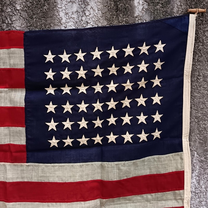 U.S.A. DRAPEAU US FABRICATION EN LIN POUR LA MARINE ANNEES 1930 1940 50 ETOILES COUSUES 100 X 150 cm