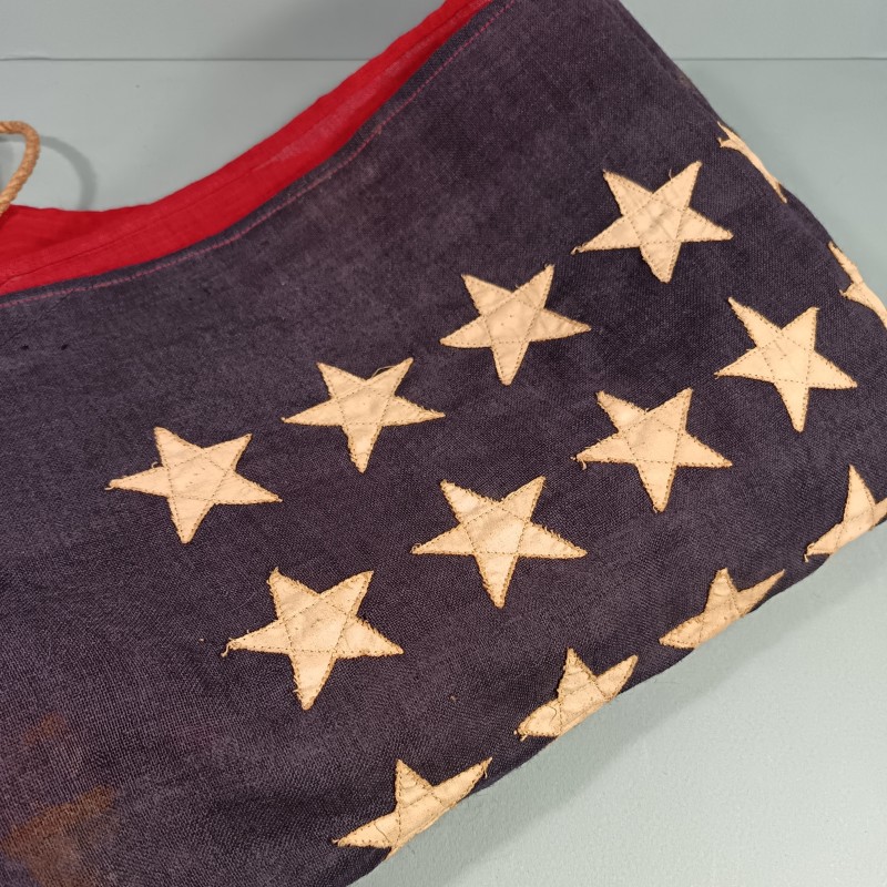 U.S.A. DRAPEAU US FABRICATION EN LIN POUR LA MARINE ANNEES 1930 1940 50 ETOILES COUSUES 100 X 150 cm