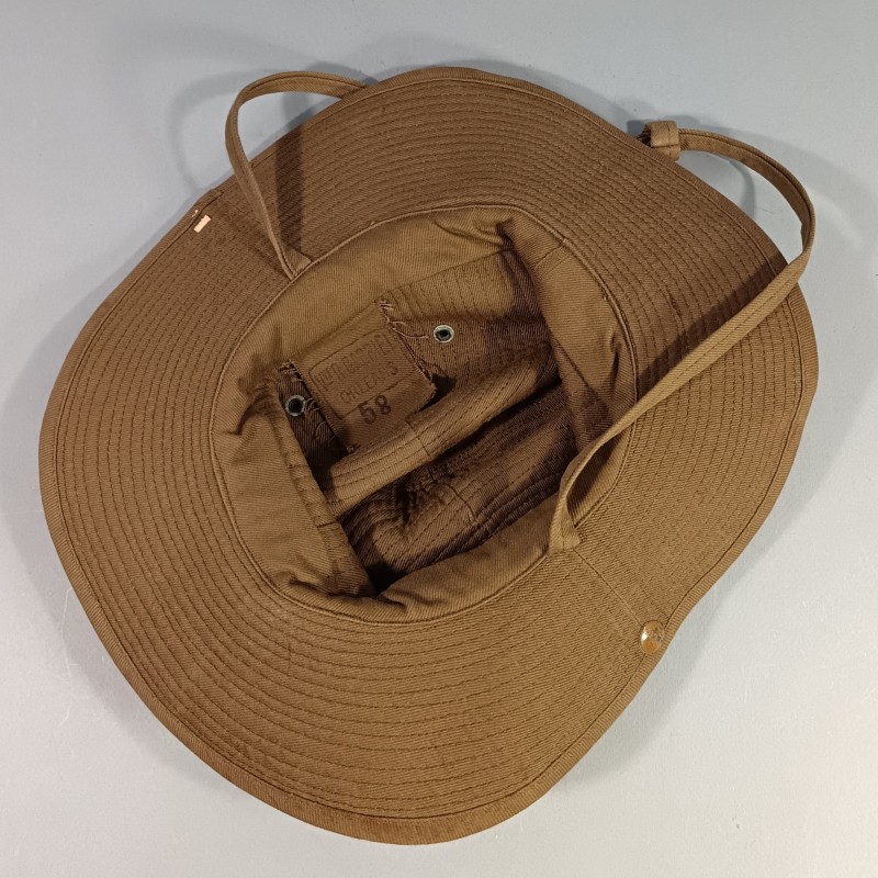 CHAPEAU DE BROUSSE ARMEE FRANCAISE MODELE 1949 EN TOILE KAKI INDOCHINE ALGERIE PARACHUTISTE ET LEGION ETRANGERE