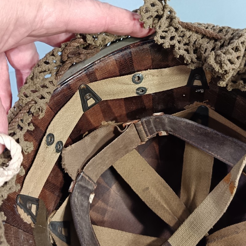 CASQUE USM1 ARMEE FRANCAISE ALGERIE LEGION ETRANGERE PARACHUTISTE TAP FILET CAMOUFLE LINER FIRESTONE