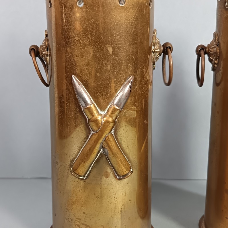 PAIRE DE DOUILLES ALLEMANDE SOUVENIR DE LA GRANDE GUERRE 1914 1918 ARTISANAT DE TRANCHEES BALLES DE MAUSER