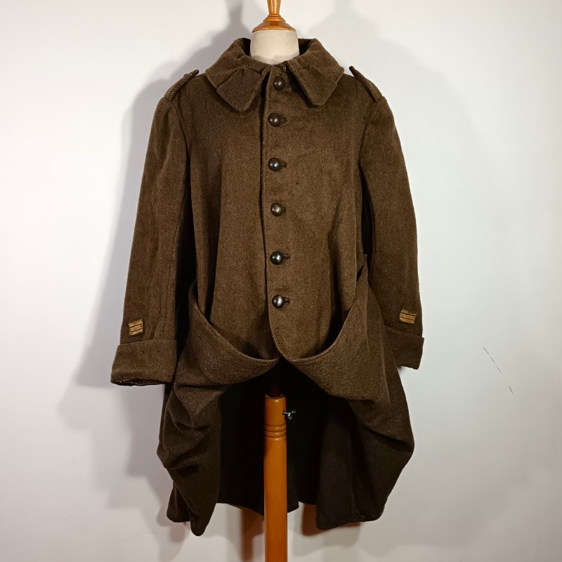 MANTEAU OU CAPOTE TROUPES MONTEES MODELE 1920-1935 DRAP TROUPE KAKI BOUTONS KAKIS POUR UN CAPITAINE D'ETAT MAJOR