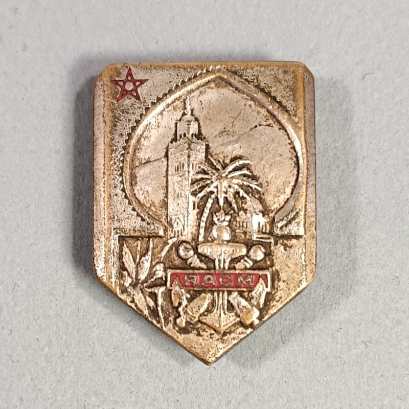 INSIGNE MILITAIRE RACM REGIMENT D'ARTILLERIE COLONIALE DU MAROC FABRICATION DRAGO PARIS RUE BERANGER ANNEES 1940